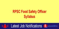 RPSC Food Safety Officer Syllabus