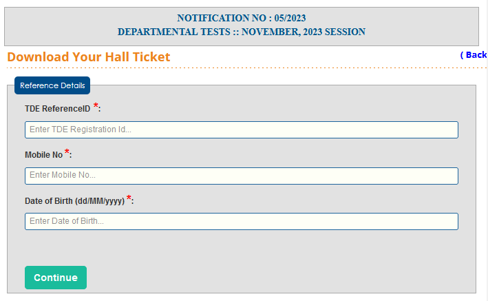 TSPSC departmental hall ticket