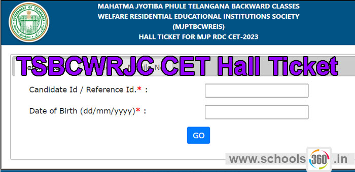 TSBCWRJC CET Hall Ticket 