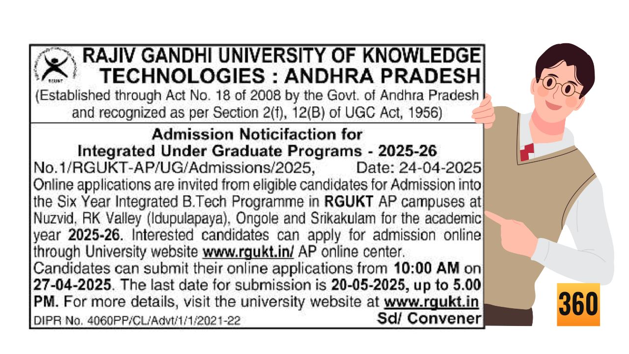 AP RGUKT IIIT Notification 2025 Online Apply rgukt.in