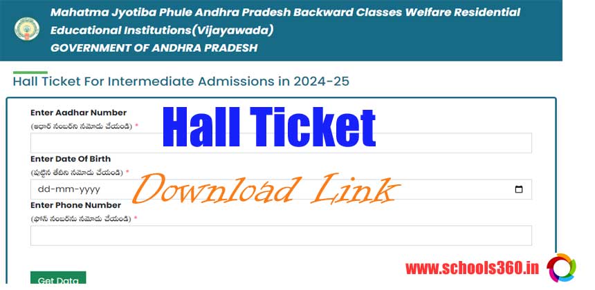 MJPAP BCRJC CET Hall Ticket