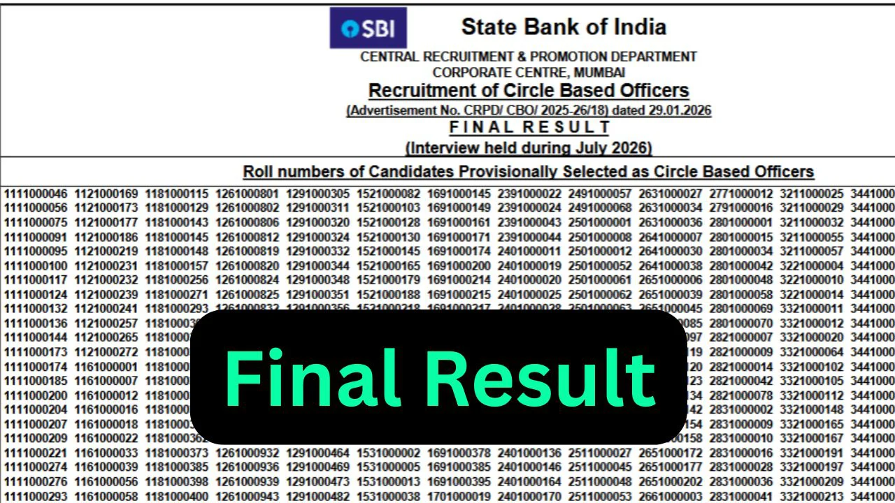 SBI CBO Final Result 2026 (OUT) Circle Based Officer Selection List PDF 1 SBI CBO Final Result