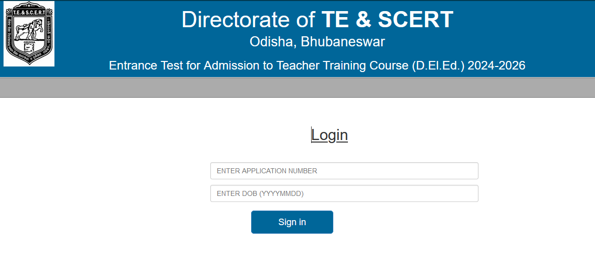 Odisha D.El.Ed Admit Card