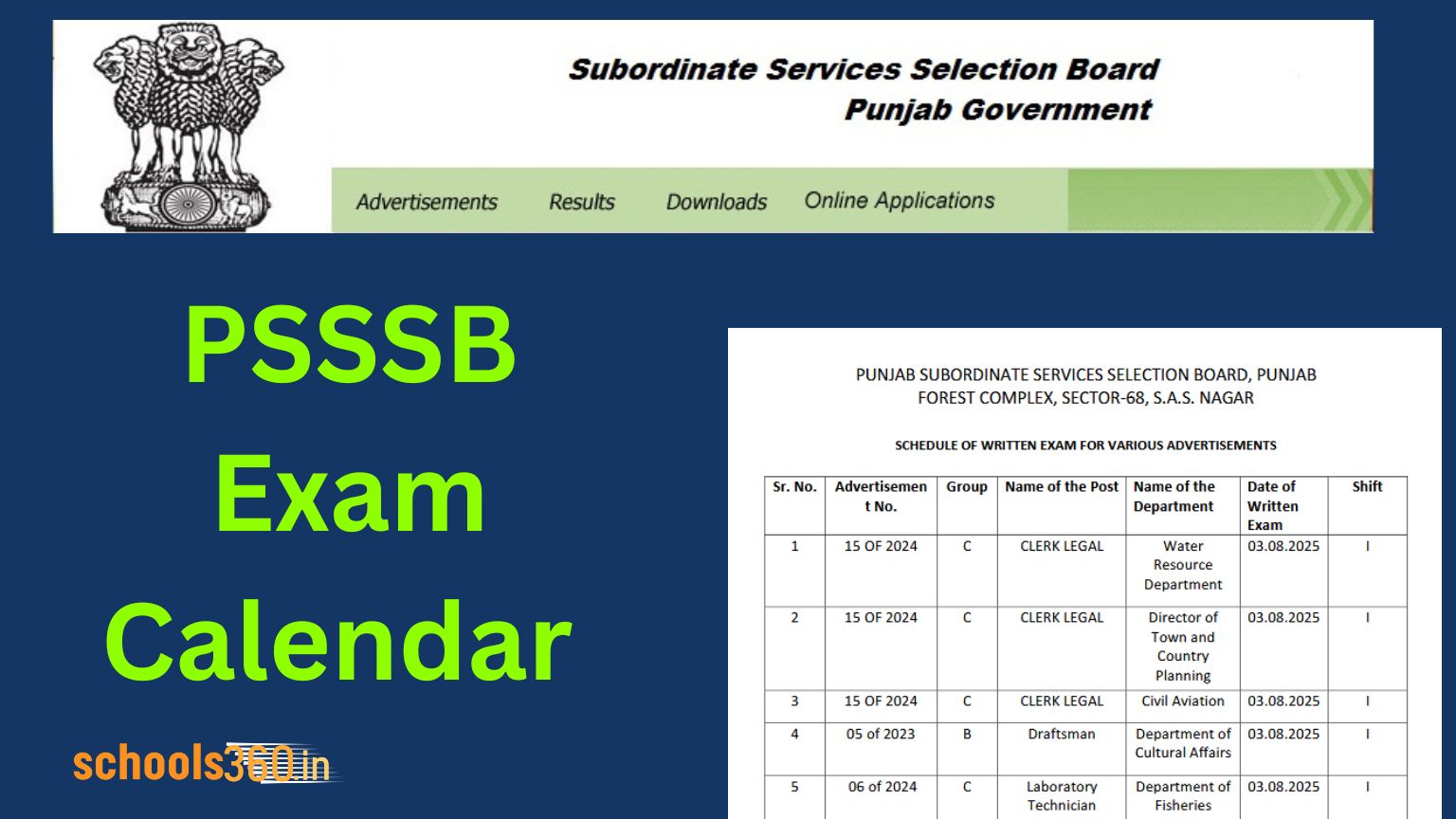 PSSSB Exam Calendar