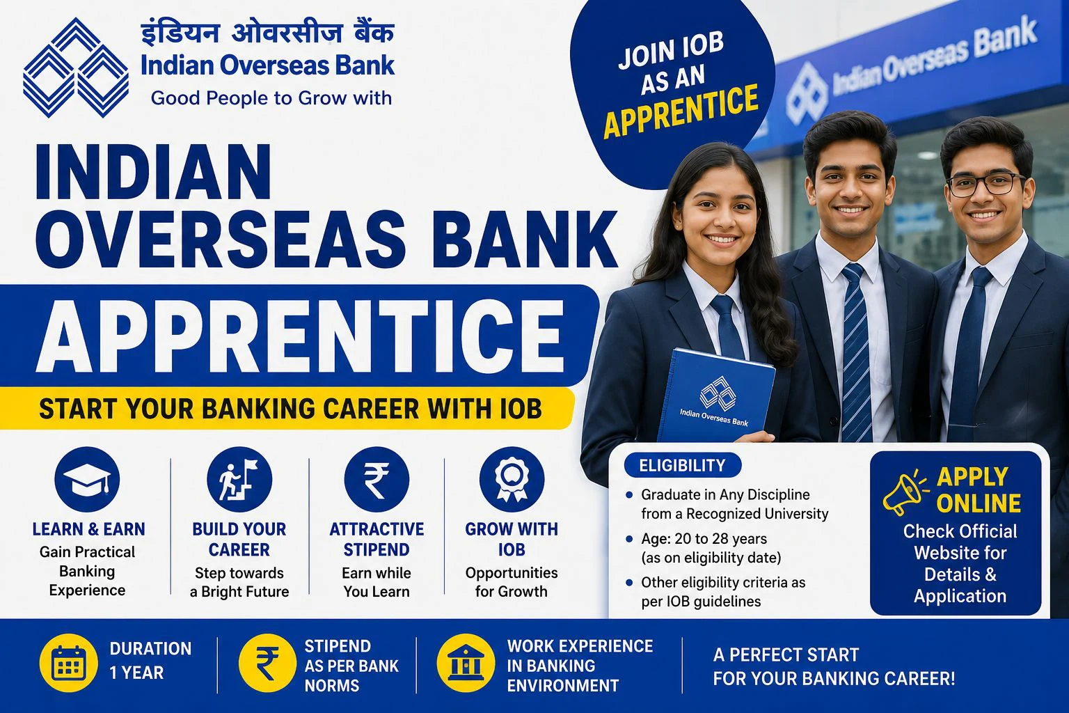 Indian Overseas Bank Apprentice 2026-27 Online form (750 Vacancy) 1 Indian Overseas Bank Apprentice