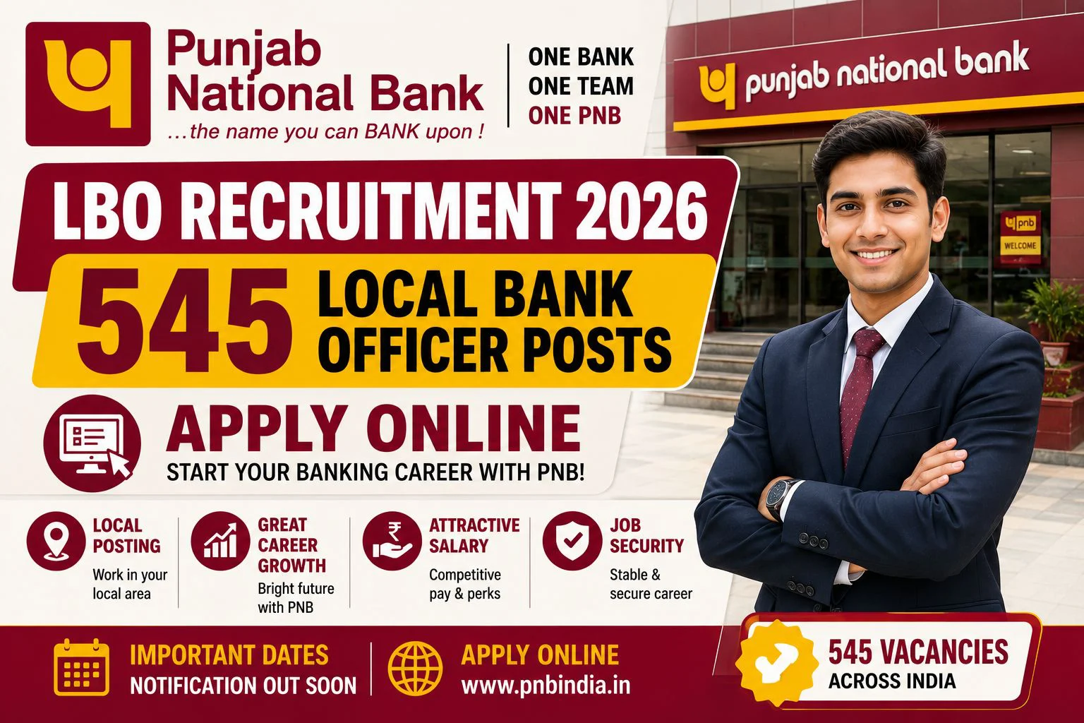 Punjab National Bank LBO Recruitment 2026: Apply Online for 545 Local Bank Officer Posts 1 Punjab National Bank LBO Recruitment