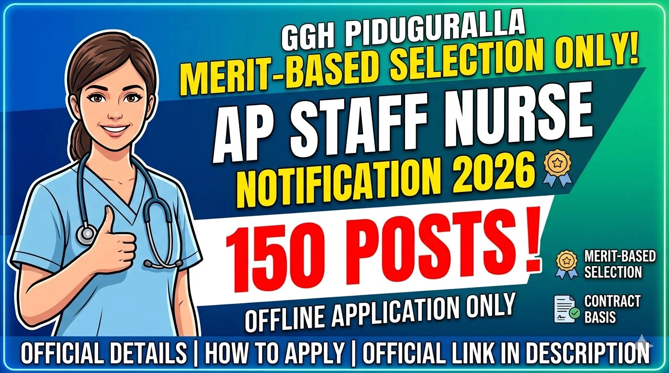 GGH Piduguralla AP Staff Nurse Notification 2026: 150 Posts 1 GGH Piduguralla AP Staff Nurse
