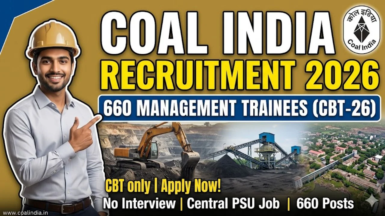 Coal India Recruitment 2026 Management Trainees through Computer Based Test (CBT-26), 660 Posts 1 Coal India MT Recruitment