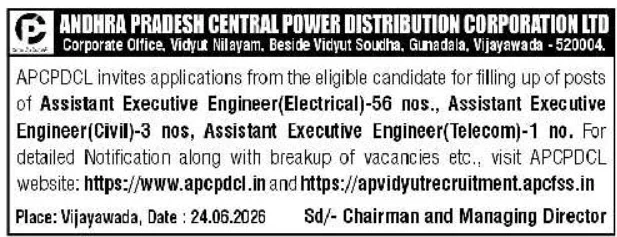 AP Vidyut AEE Recruitment 2026 Out for 629 Assistant Executive Engineer Posts 2 ap cpdcl paper notification
