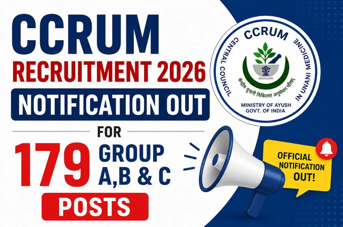 CCRUM Recruitment 2026 Notification Out for 179 Group A,B C Posts 1 CCRUM Recruitment 2026