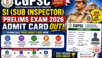 CGPSC SI Prelims Admit card