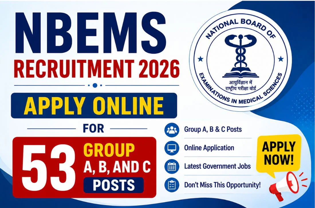 NBEMS Recruitment 2026 Apply Online for 53 Group A, B, and C Posts 1 NBEMS Recruitment