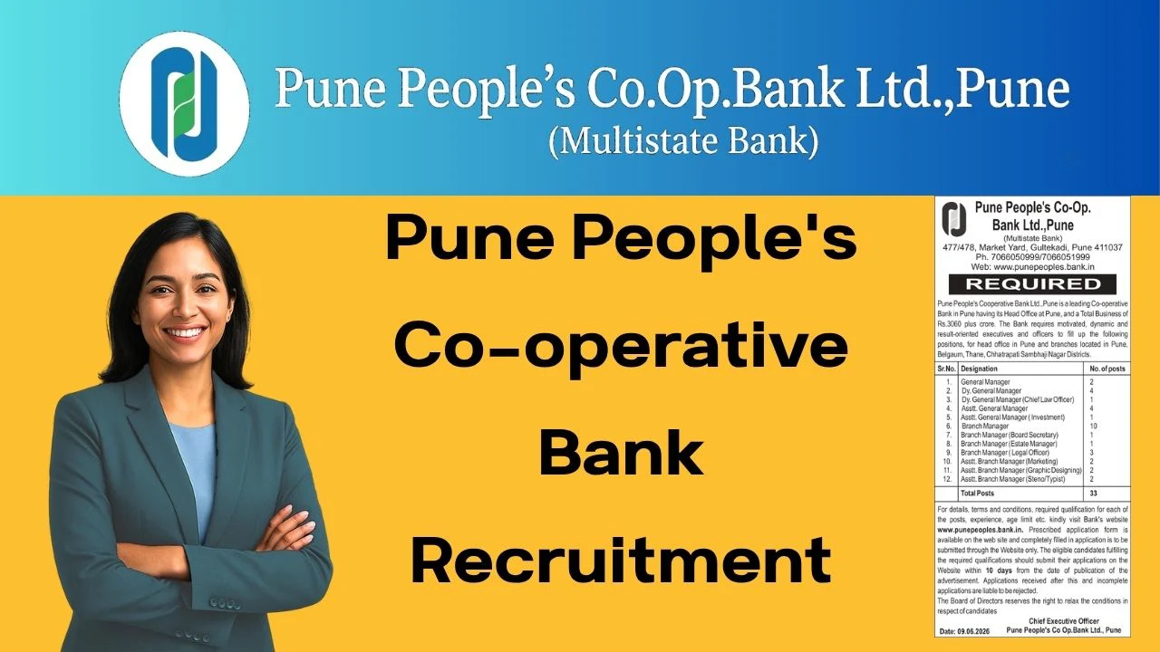 Pune People's Co-operative Bank Recruitment 2026 Apply for 33 Posts 1 Pune People's Co-operative Bank Recruitment