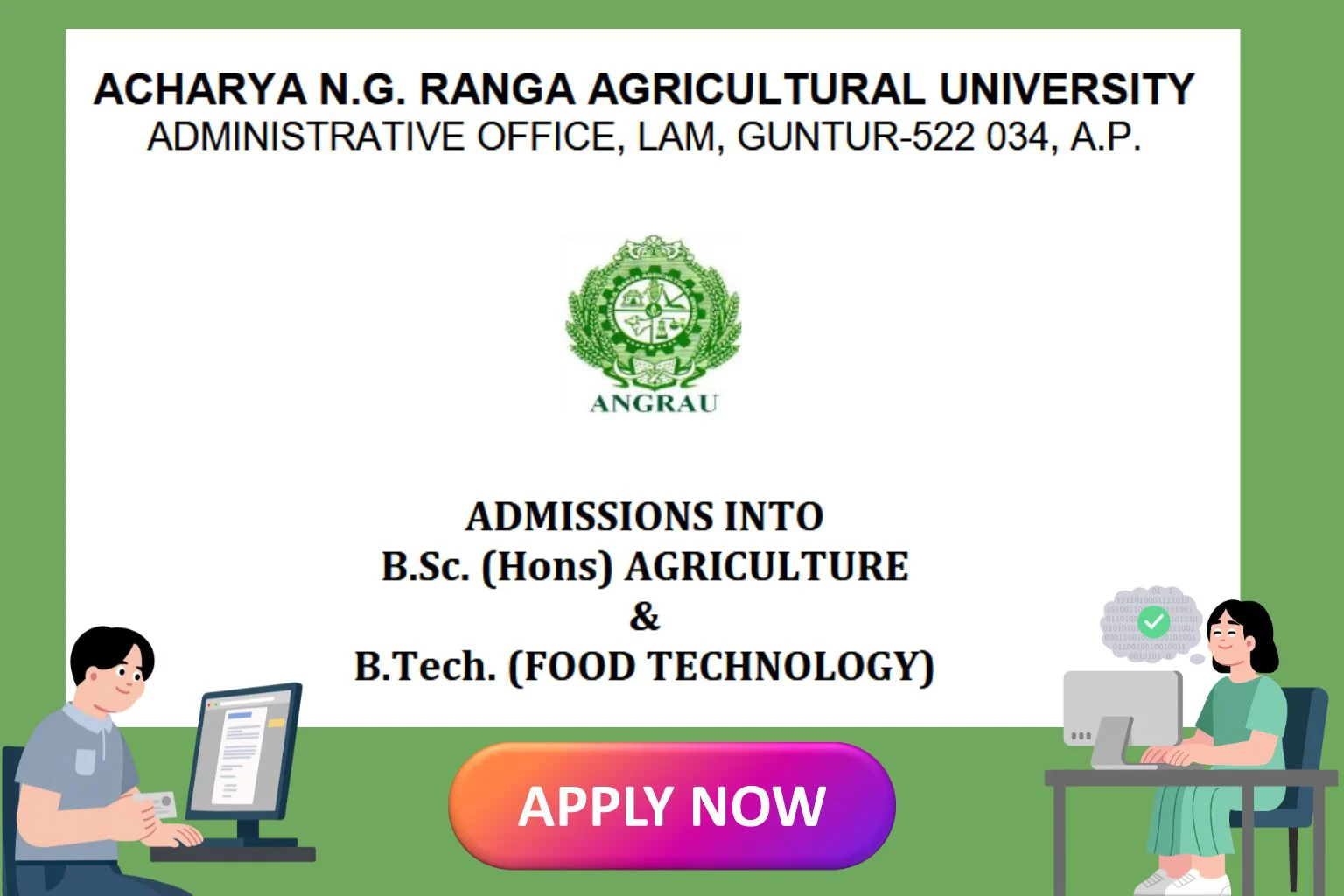 ANGRAU B.Sc (Hons) Agriculture & B.Tech Food Technology Counselling 2026-27 Notification 1 ANGRAU B.Sc (Hons) Agriculture & B.Tech Food Technology Counselling