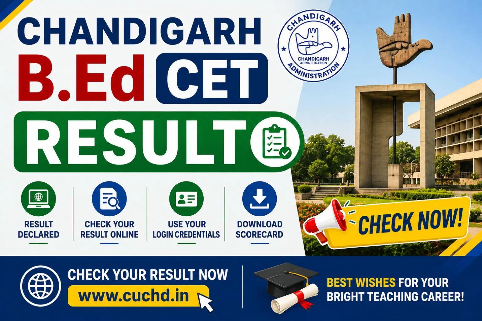 Chandigarh BEd CET Result 2026 Out; Scorecard & Merit List 1 Chandigarh BEd CET Result