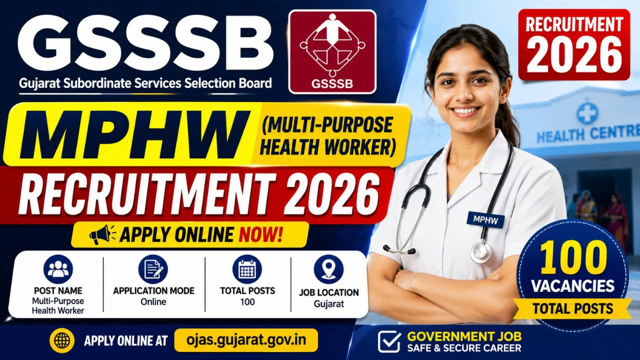 GSSSB MPHW Recruitment 2026 Apply Online for 100 Multi-Purpose Health Worker Posts 1 GSSSB MPHW Recruitment