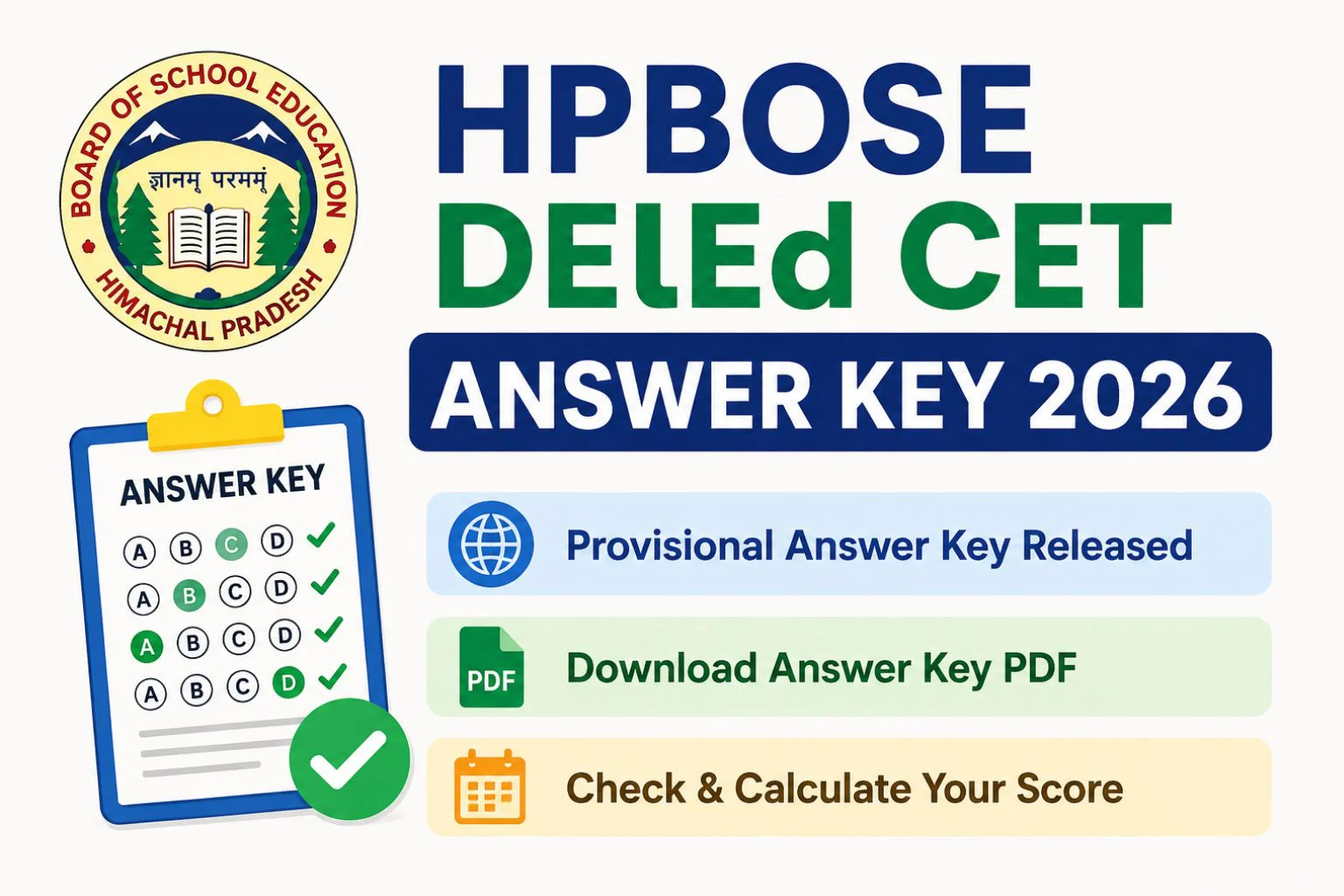 HPBOSE DElEd CET Answer Key 2026 Out at hpbose.org 1 HPBOSE DElEd CET Answer Key