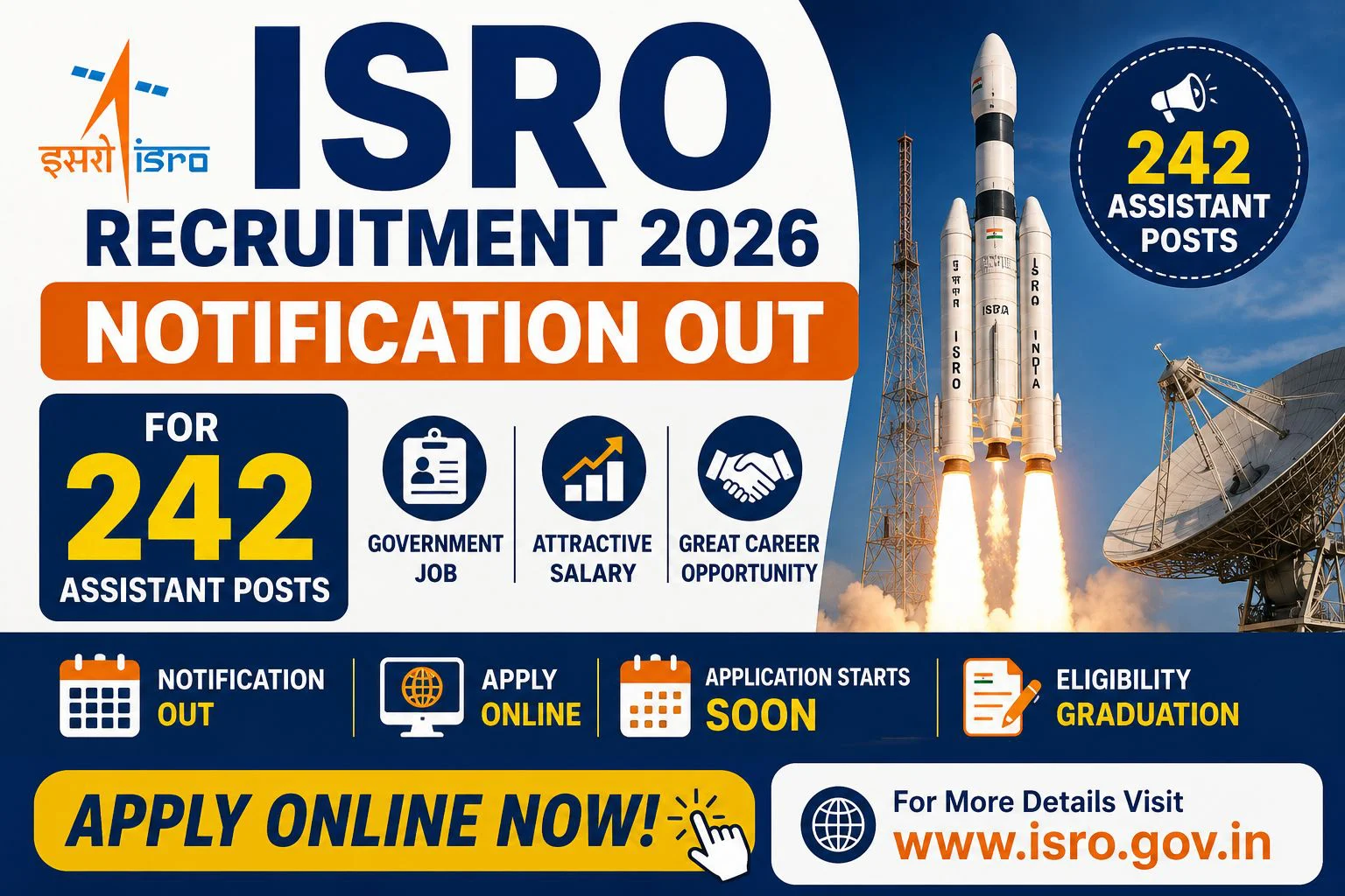 ISRO Recruitment 2026 Notification Out for 242 Assistant Posts 1 ISRO Recruitment Notification 2026