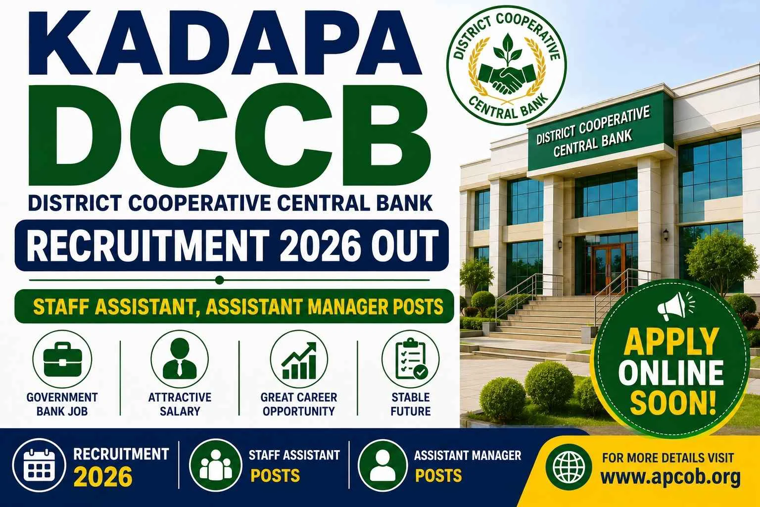 Kadapa DCCB Recruitment 2026 Out; Staff Assistant, Assistant Manager Posts 1 Kadapa DCCB Recruitment