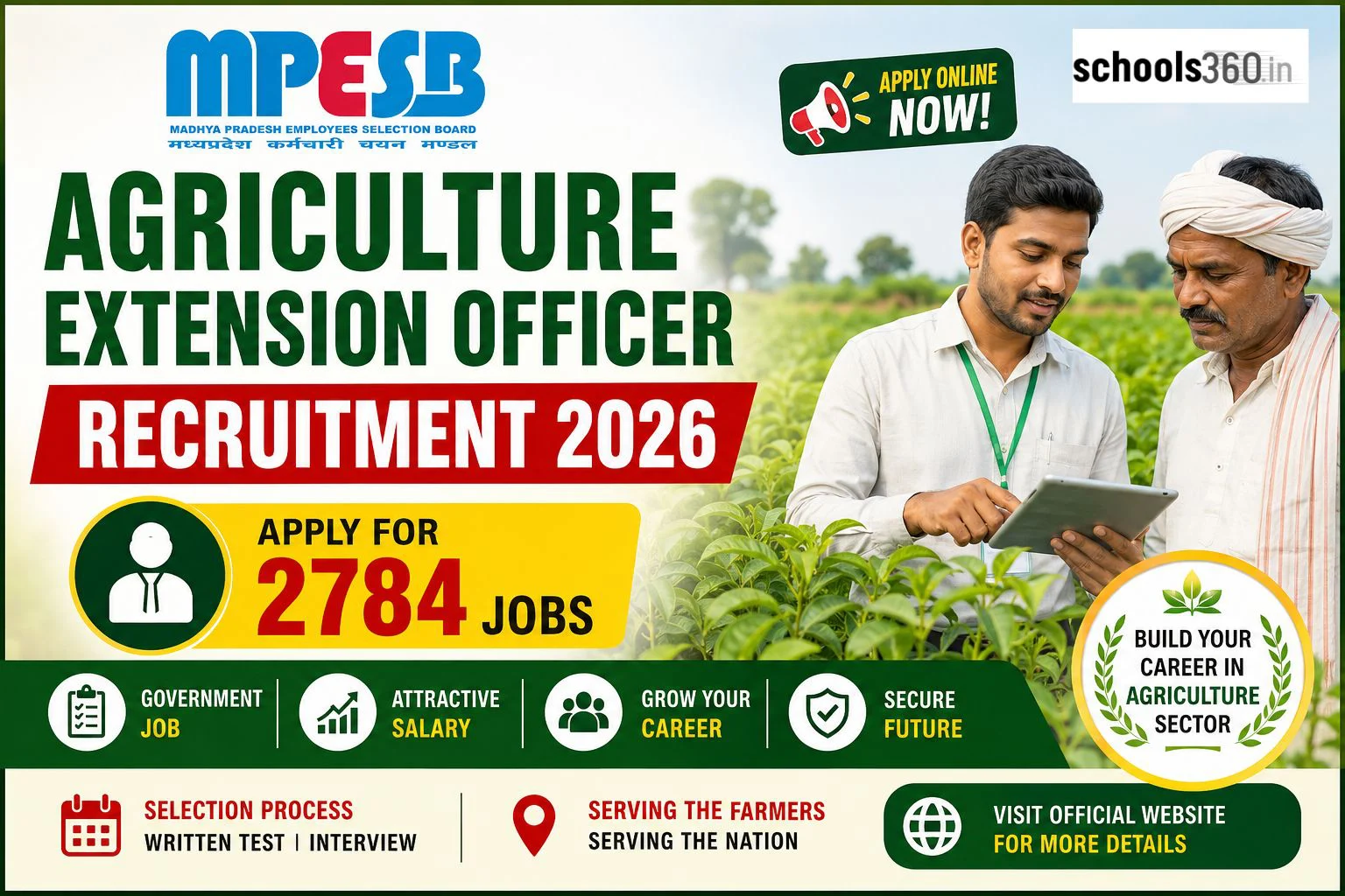 MPESB Agriculture Extension Officer Recruitment 2026 Apply Online for 2784 Posts 1 MPESB Agriculture Extension Officer Recruitment