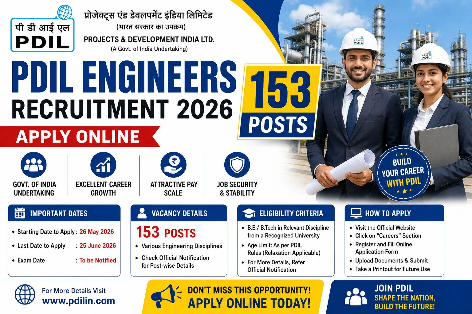 PDIL Engineers Recruitment 2026 Apply Online 153 Posts 1 PDIL Engineers Recruitment