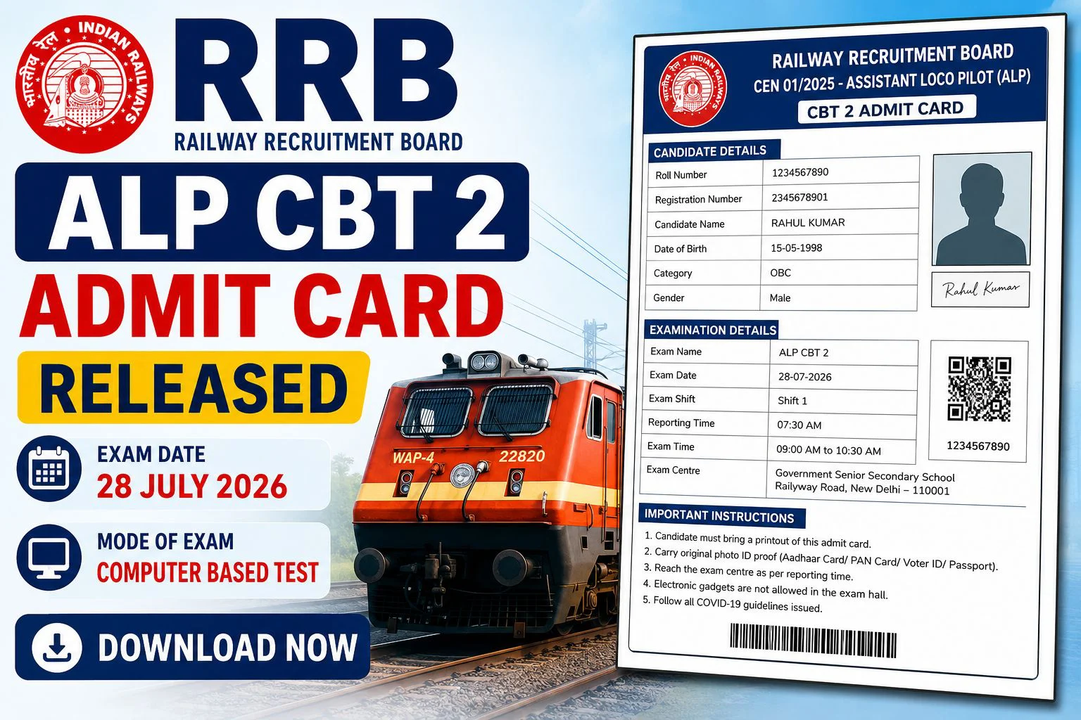 RRB ALP CBT 2 Admit Card 2026 Out 1 RRB ALP CBT 2 Admit Card