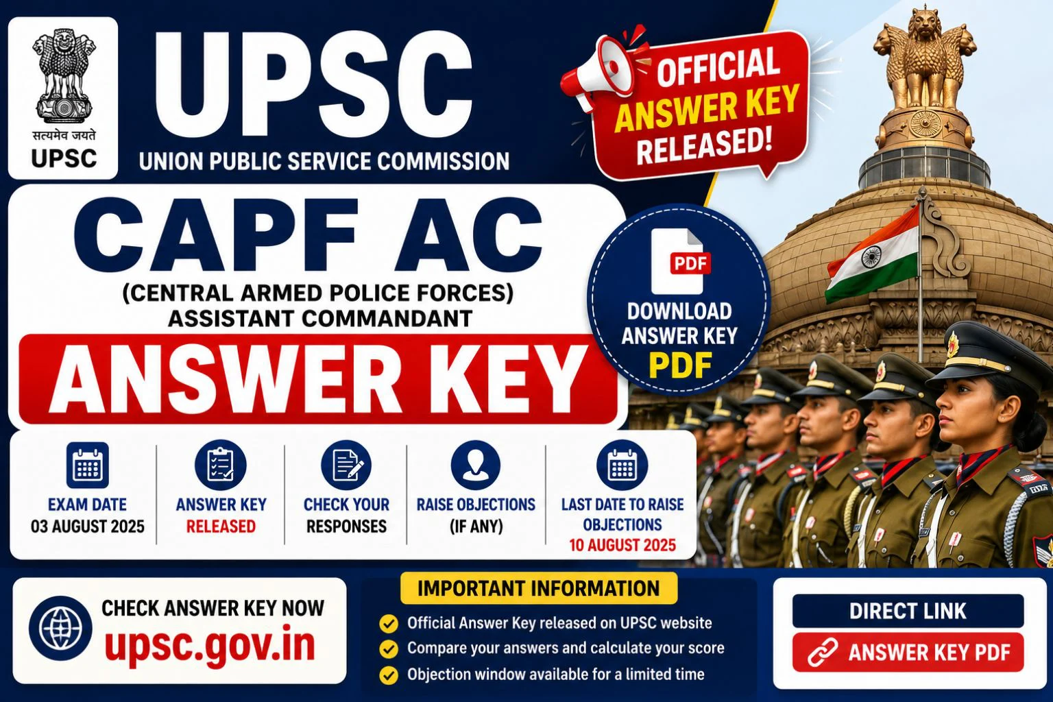 UPSC CAPF AC Answer Key 2026 Set A,B,C,D Solved Papers 1 UPSC CAPF AC Answer Key