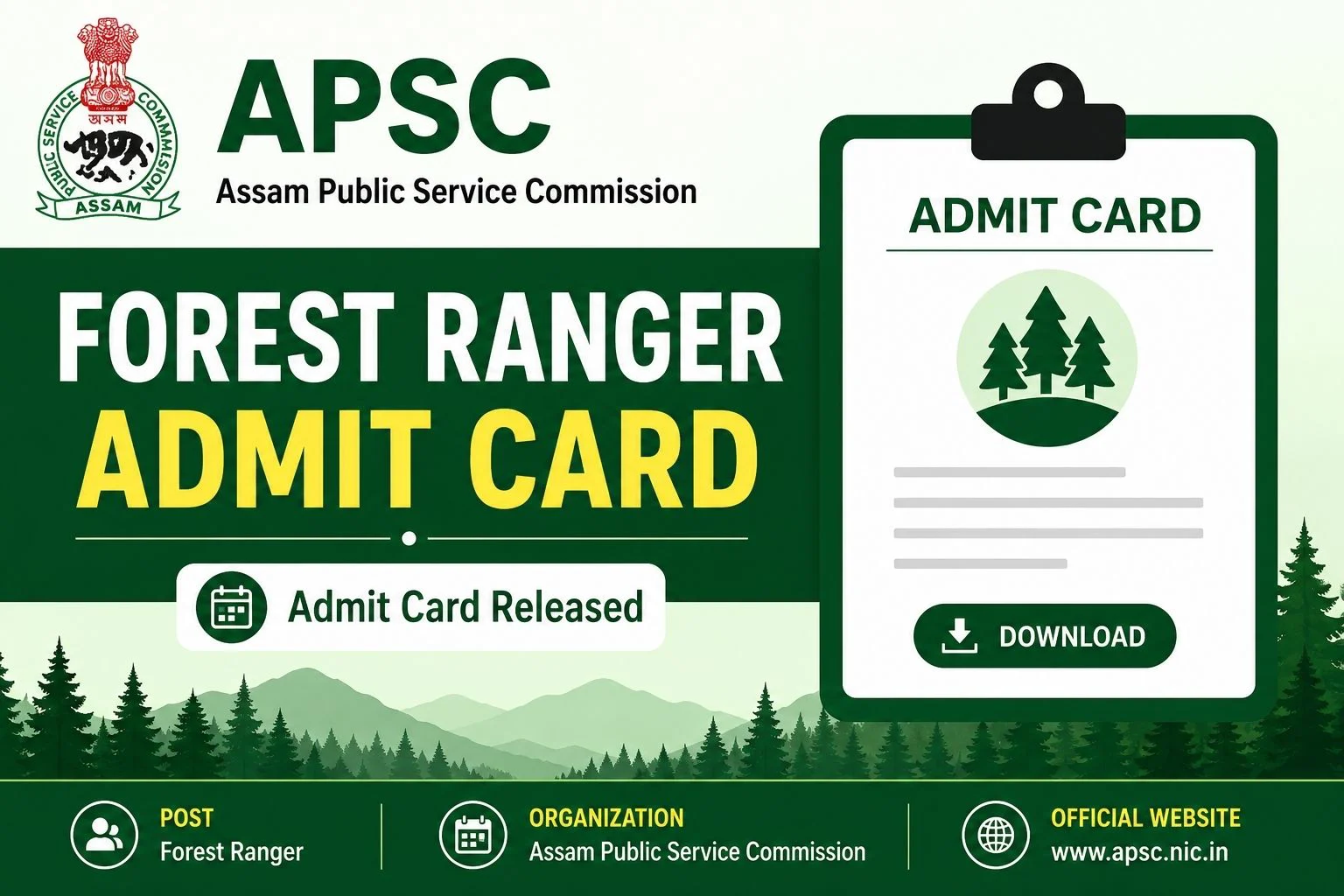 APSC Forest Ranger Admit Card 2026 1 APSC Forest Ranger Admit Card