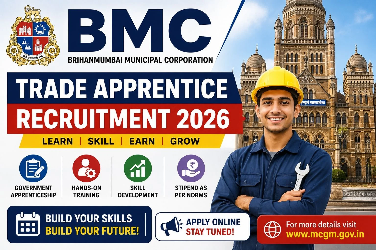 BMC Trade Apprentice Recruitment 2026 Apply Online for 612 Posts 1 BMC Trade Apprentice Recruitment
