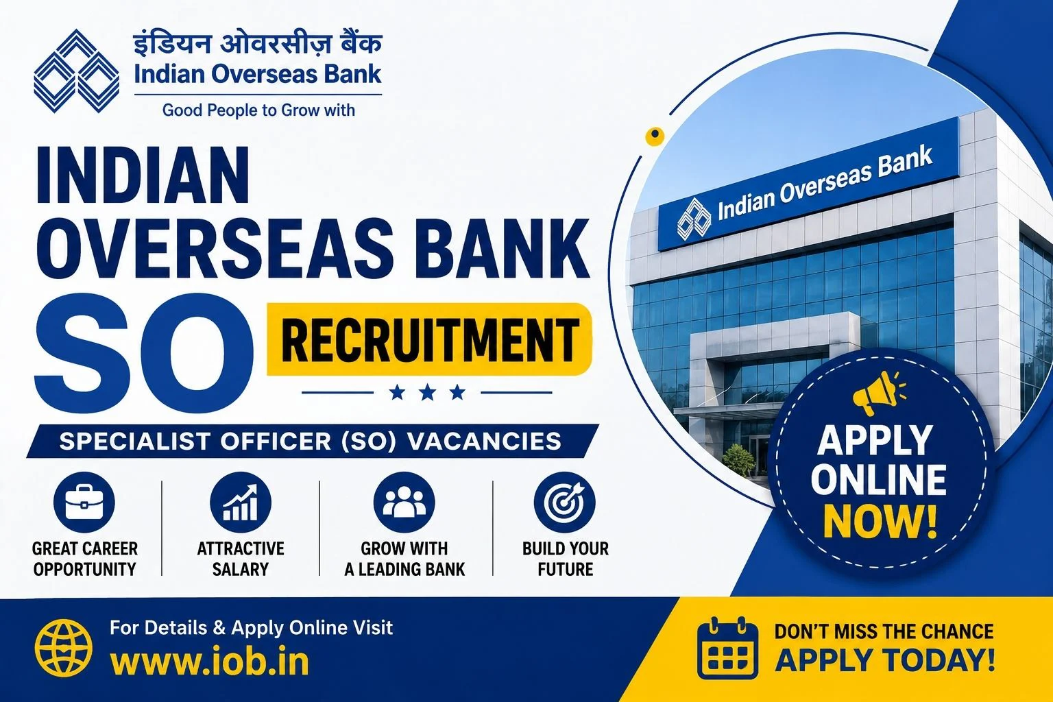 Indian Overseas Bank SO Recruitment 2026 Apply Online for 291 Specialist Officer Jobs 1 IOB SO Recruitment