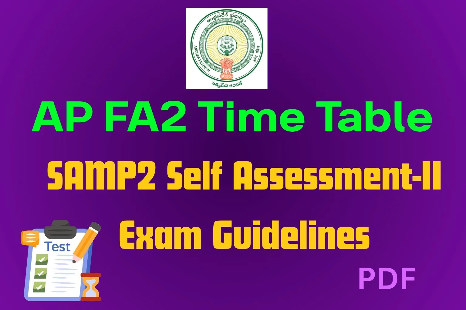 AP FA2 Time Table 2026 Out; SAMP2 Exam Dates, Guidelines 1 AP FA2 Time Table